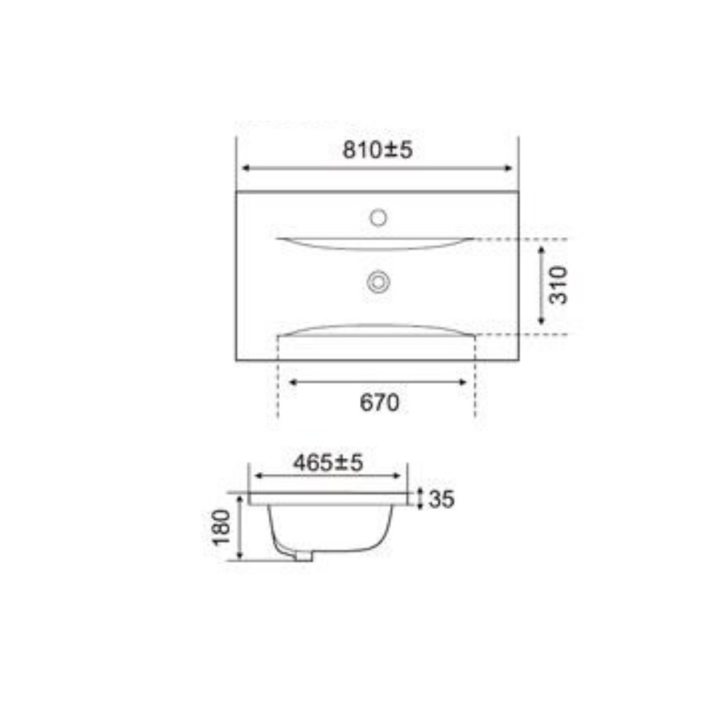 Lavabo consolle d'appoggio in ceramica bianco 81x46.5x18H PLAT840-80