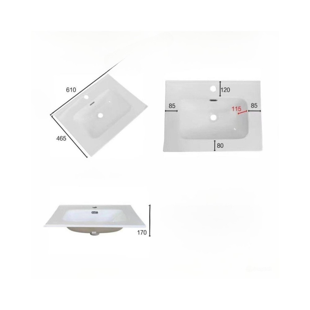 Lavabo consolle d'appoggio in ceramica bianco 61x46.5x14H VA836-60