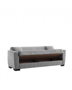 Divano 3 posti funzione letto contenitore Lori in tessuto grigio 210x78x78H