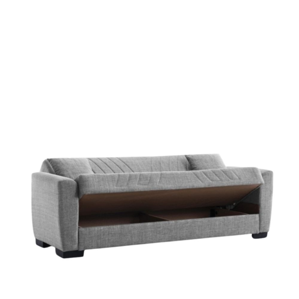 Divano 2 posti funzione letto contenitore Lori in tessuto grigio 149x78x78H