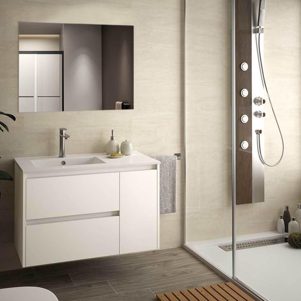 Mobile bagno sospeso Resia 90x46x54 H colore bianco larice