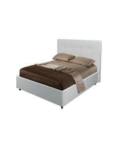 Letto una Piazza e Mezza Contenitore Ascoli 142x210x110H Ecopelle Bianco