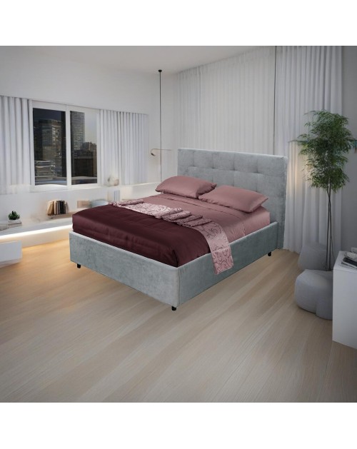 Letto una piazza e mezza contenitore tessuto grigio chiaro Ascoli 142x210x110H