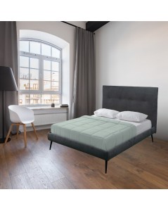 Letto una Piazza e Mezza con Rete Inclusa Stiletto Tessuto Ash Grigio