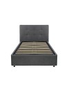 Letto singolo con contenitore Ascoli 102x210x110H tessuto colore ash grigio