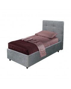 Letto Singolo Contenitore Ascoli 102x210x110H Tessuto Grigio Chiaro