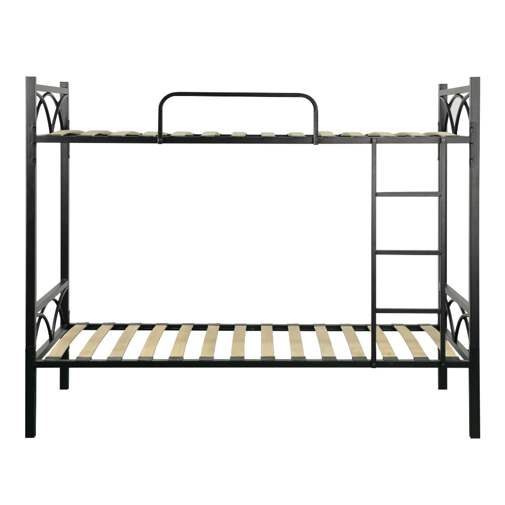 Letto a castello in metallo nero con reti incluse Wind 80x198x161H