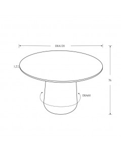 Tavolo rotondo piano ceramica effetto marmo bianco e base metallo nera Lauren 120x120x76H