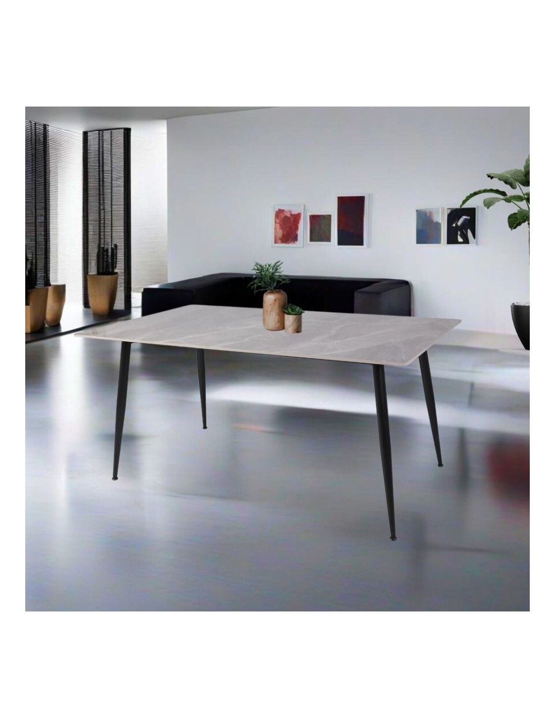 Tavolo top ceramica effetto marmo grigio lucido Mila 160x90
