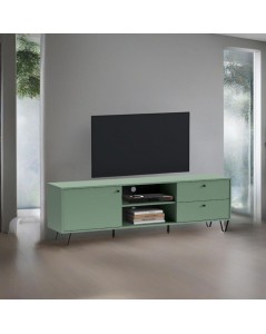 Mobile porta TV verde Aldo1 con anta cassetti e vano a giorno 182x40x50,1H