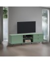 Mobile porta TV verde Aldo1 con anta cassetti e vano a giorno 182x40x50,1H