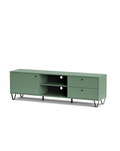 Mobile porta TV verde Aldo1 con anta cassetti e vano a giorno 182x40x50,1H