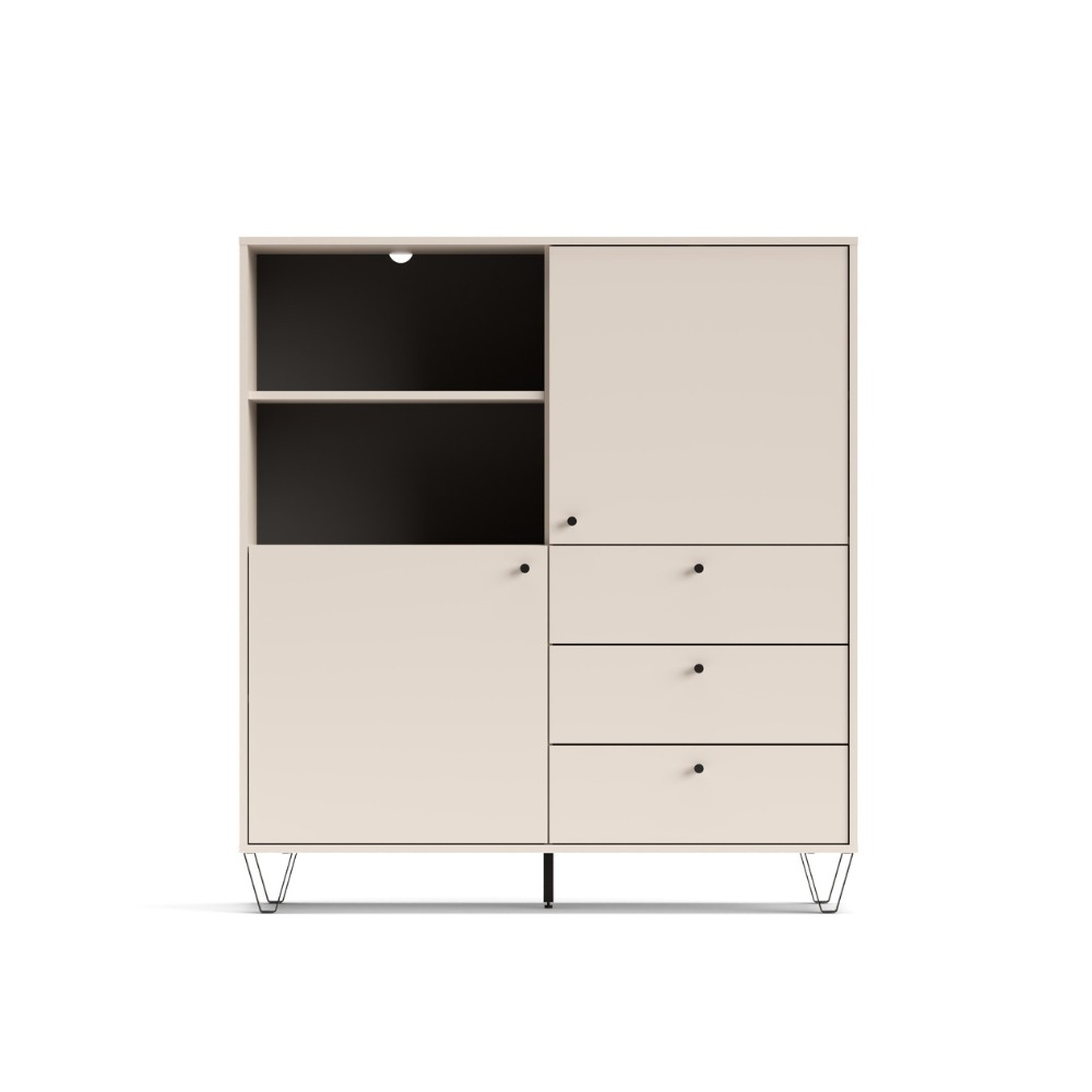 Credenza con ante cassetti e vano a giorno cachemire ALDO6 123,6x40x135H