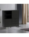 Credenza con ante cassetti e vano a giorno antracite ALDO6 123,6x40x135H