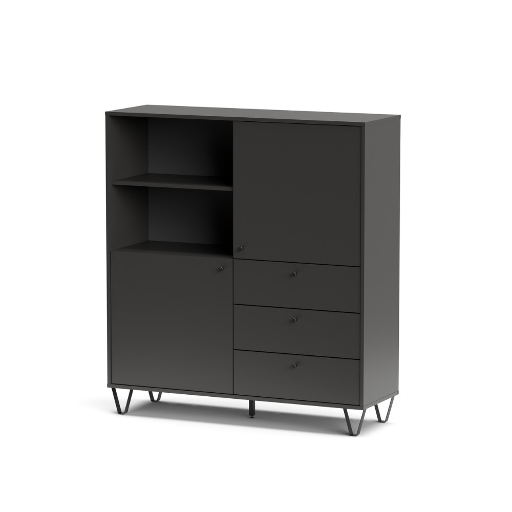 Credenza con ante cassetti e vano a giorno antracite ALDO6 123,6x40x135H