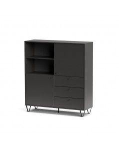 Credenza con ante cassetti e vano a giorno antracite ALDO6 123,6x40x135H