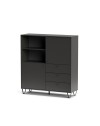 Credenza con ante cassetti e vano a giorno antracite ALDO6 123,6x40x135H