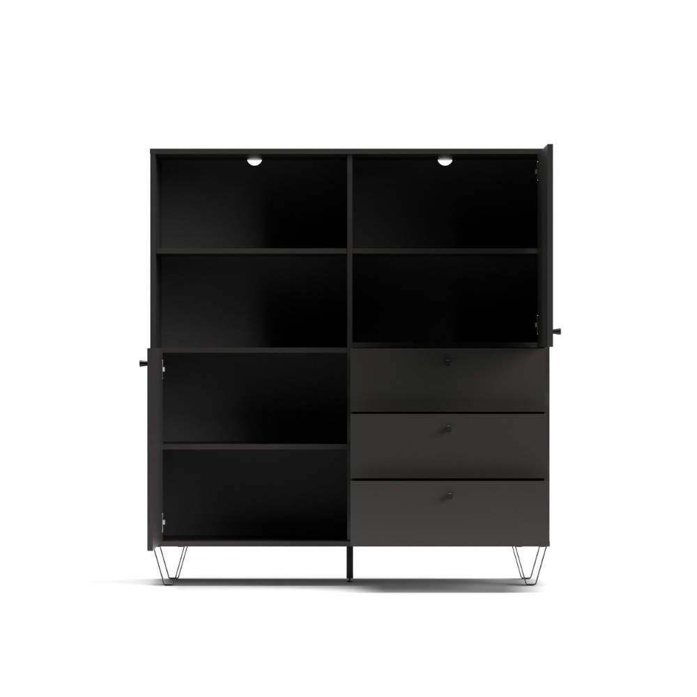 Credenza con ante cassetti e vano a giorno antracite ALDO6 123,6x40x135H