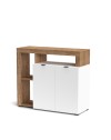 Credenza 2 ante e cornice con vani a giorno rovere tabacco e bianco Nexon3 108x39.4x93H