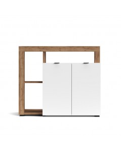 Credenza 2 ante e cornice con vani a giorno rovere tabacco e bianco Nexon3 108x39.4x93H