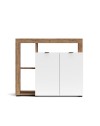 Credenza 2 ante e cornice con vani a giorno rovere tabacco e bianco Nexon3 108x39.4x93H