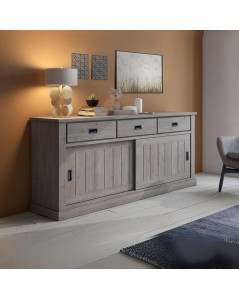 Credenza colore ancona oak 3 cassetti e 2 ante scorrevoli Anthony67070 219,6x49,8x95H