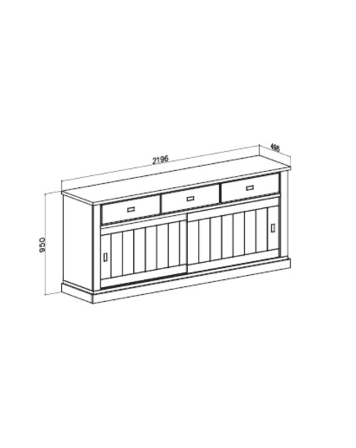 Credenza colore ancona oak 3 cassetti e 2 ante scorrevoli Anthony67070 219,6x49,8x95H