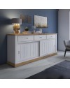 Credenza colore pino bianco e rovere wotan 3 cassetti e 2 ante scorrevoli Anthony67070 219,6x49,8x95H