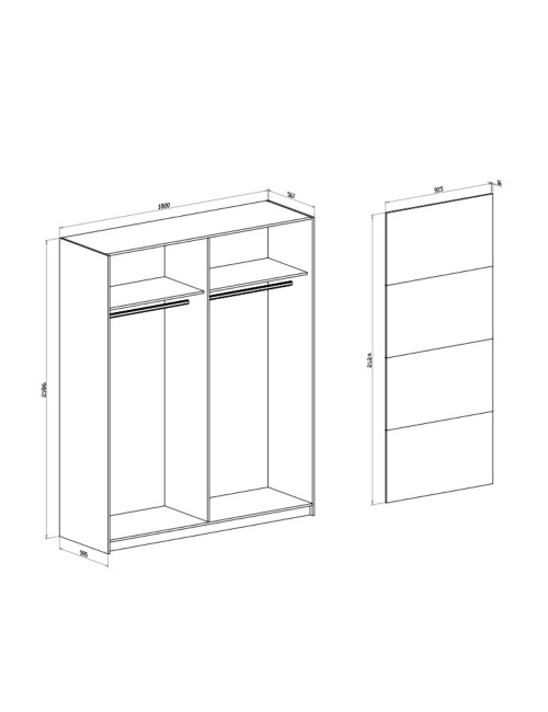 Armadio 2 ante scorrevoli olmo perla Corrent 180x56,7x218,6H