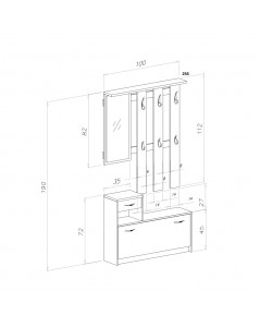 Mobile ingresso con scarpiera Rudolf colore beton e bianco