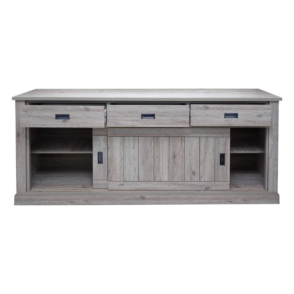 Credenza colore ancona oak 3 cassetti e 2 ante scorrevoli Anthony67070 219,6x49,8x95H