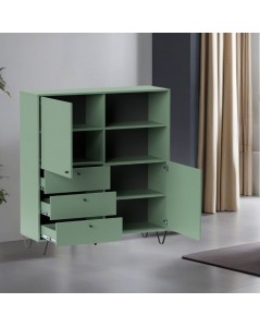 Credenza con ante cassetti e vano a giorno verde ALDO6 123,6x40x135H