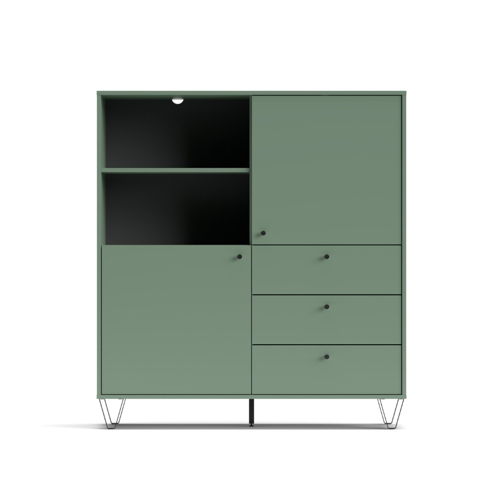 Credenza con ante cassetti e vano a giorno verde ALDO6 123,6x40x135H