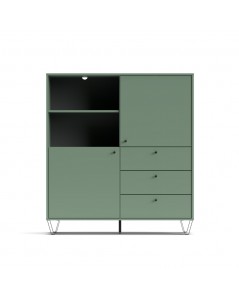 Credenza con ante cassetti e vano a giorno verde ALDO6 123,6x40x135H