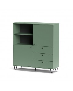 Credenza con ante cassetti e vano a giorno verde ALDO6 123,6x40x135H