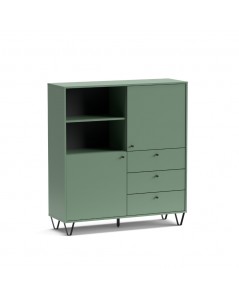 Credenza con ante cassetti e vano a giorno verde ALDO6 123,6x40x135H