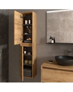 Colonna pensile bagno rovere africa due ante 30x24x140 Jorge