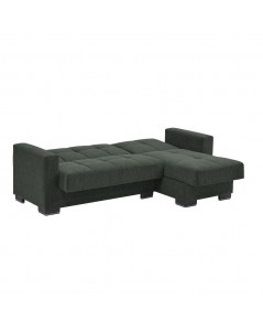 Divano penisola reversibile funzione letto e doppio contenitore tessuto verde oliva Fermina Lounge 240x138x99H