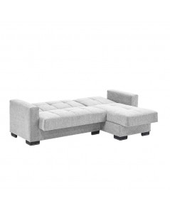 Divano penisola reversibile funzione letto e doppio contenitore tessuto grigio chiaro Fermina Lounge 240x138x99H