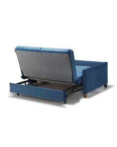 Divano 2 posti con letto estraibile e contenitore tessuto colore Blu Calion 164x111x90H