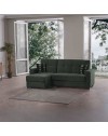 Divano penisola reversibile funzione letto e doppio contenitore tessuto verde oliva Fermina Lounge 240x138x99H