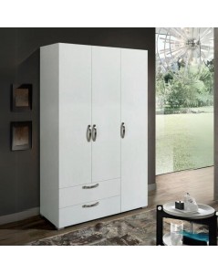 Armadio 3 ante e 2 cassetti bianco larice Florida 129x52x210H