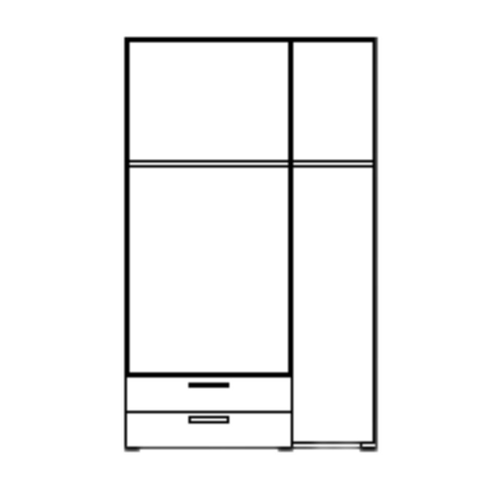 Armadio 3 ante e 2 cassetti bianco larice Florida 129x52x210H