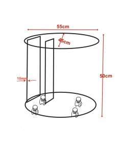 Tavolino ovale da salotto in vetro temperato con ruote Salice 54x45x53H
