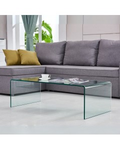 Tavolino da salotto rettangolare vetro curvato Cedro 110x55x35H