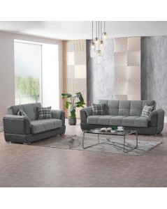 Divano 2 posti contenitore con funzione letto grigio Larissa 175x82x92H