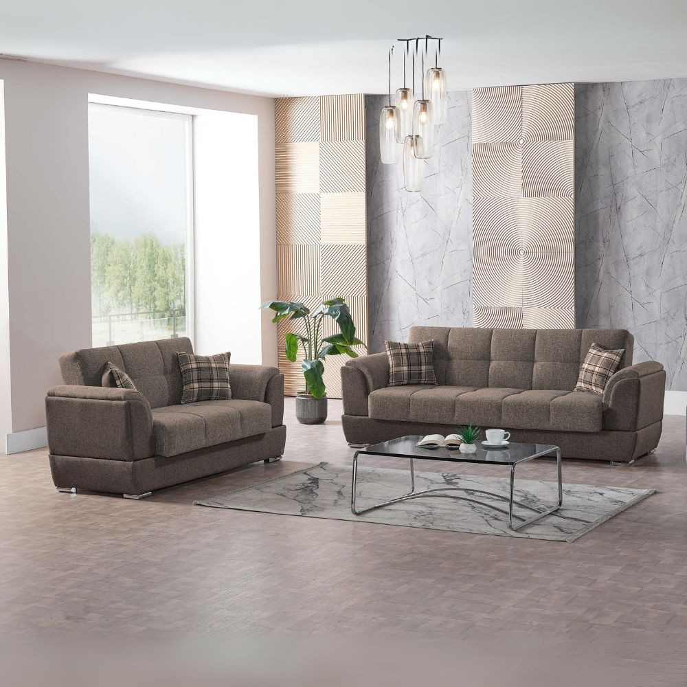 Divano 2 posti contenitore con funzione letto cappuccino Larissa 175x82x92H