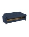 Divano 3 posti con funzione letto e contenitore Marina in tessuto blu 215x85x90H