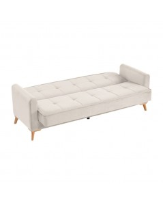 Divano 3 posti con funzione letto e contenitore Marina in tessuto beige 215x85x90H