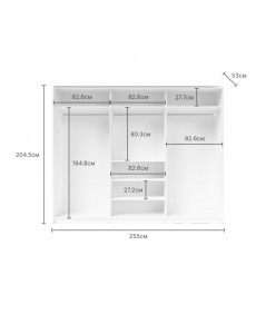 Armadio 3 ante scorrevoli bianco con specchio Zegna 255x53x205H